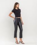 Right 45 degrees product image of Jet Black - High Rise Coated Crop Flare Jeans