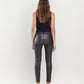 Back product images of Jet Black - Mid Rise PU Cropped Skinny Jeans