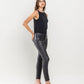 Right 45 degrees product image of Jet Black - Mid Rise PU Cropped Skinny JeansJet Black - Mid Rise PU Cropped Skinny Jeans