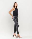 Right 45 degrees product image of Jet Black - Mid Rise PU Cropped Skinny JeansJet Black - Mid Rise PU Cropped Skinny Jeans