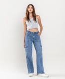 Front product images of Flatter - Mid Rise Cargo Wide Leg Jeans