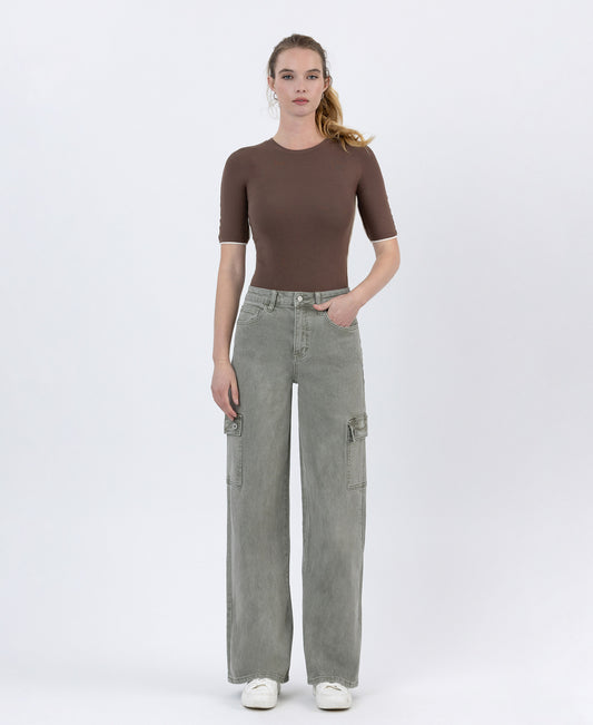 Front product images of Vetiver - 90's Super High Rise Loose Cargo Jeans