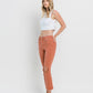 Left 45 degrees product image of Copper Brown - High Rise Crop Slim Straight Jeans
