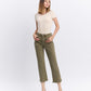 Front product images of Deep Lichen Green - High Rise Raw Cropped Straight Jeans