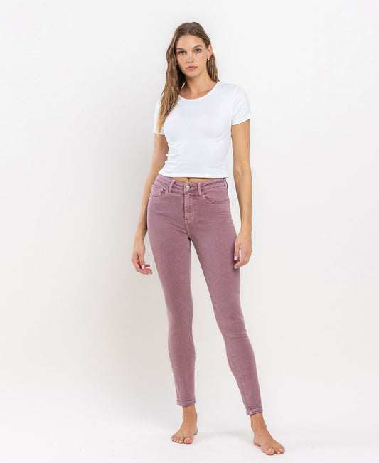 Front product images of Wistful Mauve - High Rise Ankle Skinny Jeans