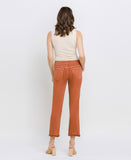 Back product images of Baked Clay - Mid Rise Frayed Hem Crop Slim Straight Jeans