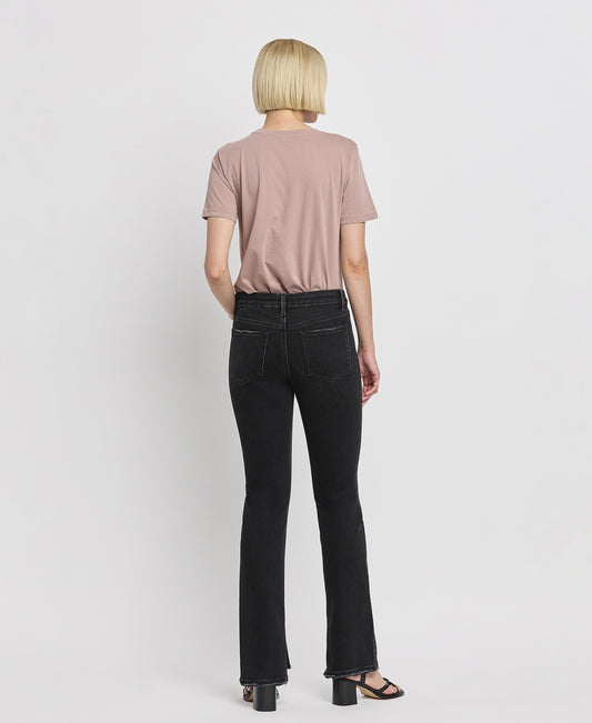 Back product images of Winsome - Mid Rise Slit Hem Bootcut Jeans