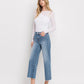 Left 45 degrees product image of Moonflower - Super High Rise Raw Hem Wide Leg Jeans