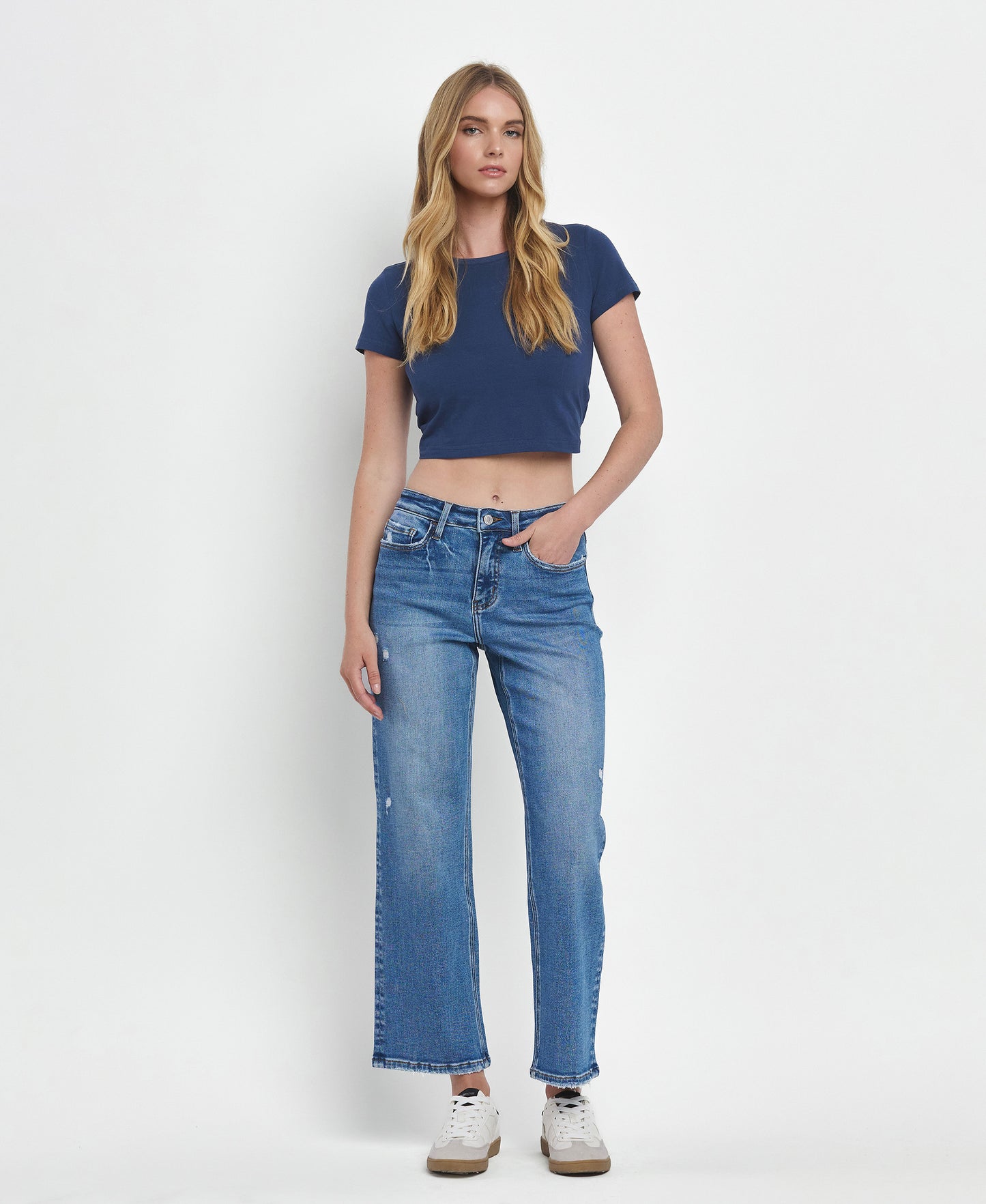 Diligently - High Rise Ankle Slim Wide Leg Jeans