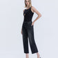 Left 45 degrees product image of Black - Super High Rise Raw Hem Crop Barrel Jeans