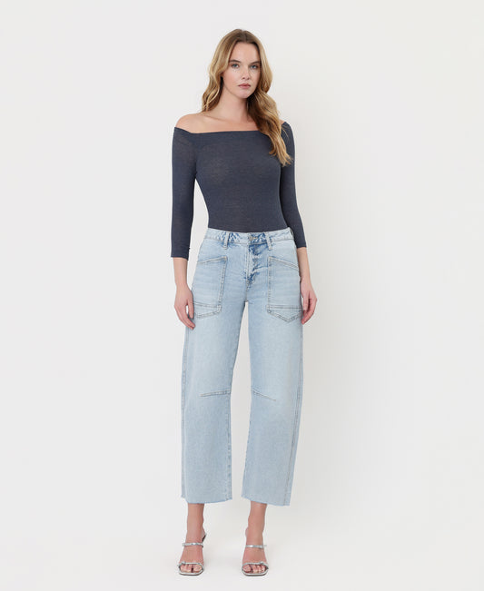 Front product images of Heroine - Super High Rise Crop Barrel Jeans