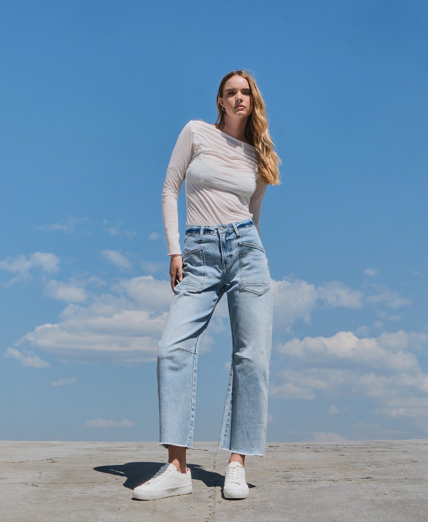 editorial image of Heroine - Super High Rise Crop Barrel Jeans