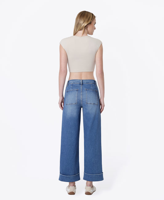 Back product images of Enviably - High Rise Super Soft Cuffed Baggy Wide Leg Jeans