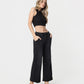 Right 45 degrees product image of Black - High Rise Cuffed Baggy Wide Leg Jeans
