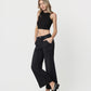 Left 45 degrees product image of Black - High Rise Cuffed Baggy Wide Leg Jeans