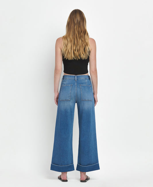 Back product images of Enviably - High Rise Cuffed Baggy Wide Leg Jeans