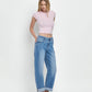 Right 45 degrees product image of Wind Snap - Super High Rise Cuffed Barrel Jeans
