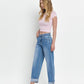 Left 45 degrees product image of Wind Snap - Super High Rise Cuffed Barrel Jeans
