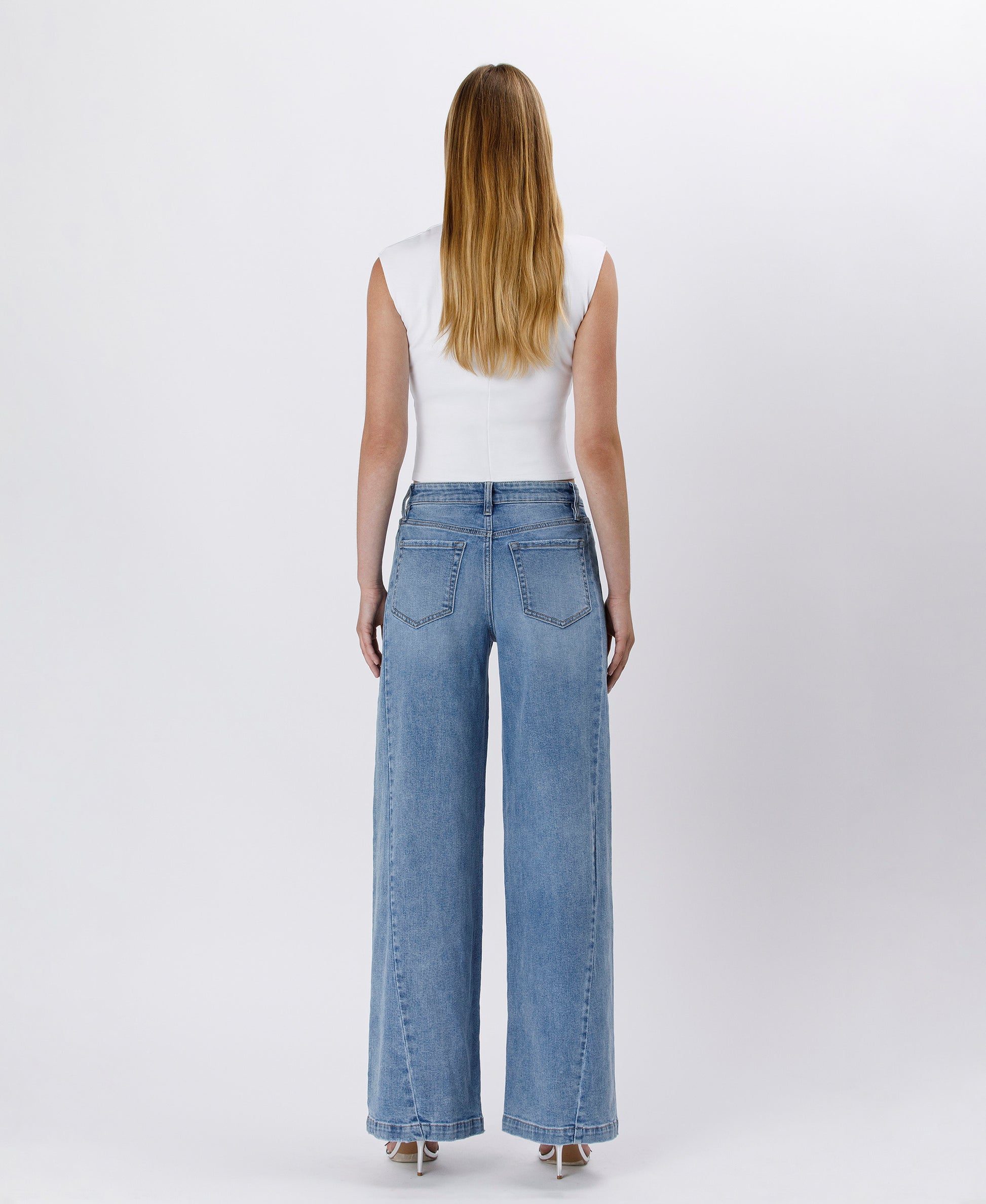 Back product images of Enthuse - High Rise Seam Detail Palazzo Jeans