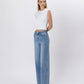 Left 45 degrees product image of Enthuse - High Rise Seam Detail Palazzo Jeans