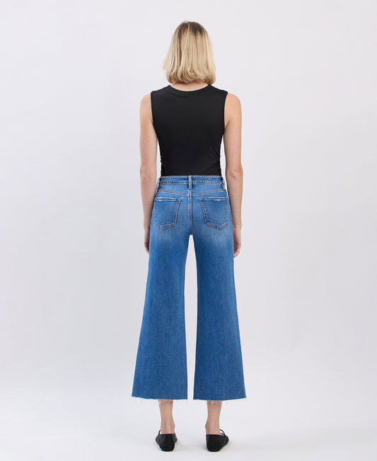 Back product images of Punctual - High Rise Raw Hem Twist Wide Leg Jeans
