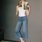 editorial image of Right - High Rise Raw Hem Crop Slim Wide Leg Jeans 