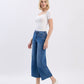 Left 45 degrees product image of Right - High Rise Raw Hem Crop Slim Wide Leg Jeans