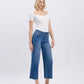 Right 45 degrees product image of Right - High Rise Raw Hem Crop Slim Wide Leg Jeans