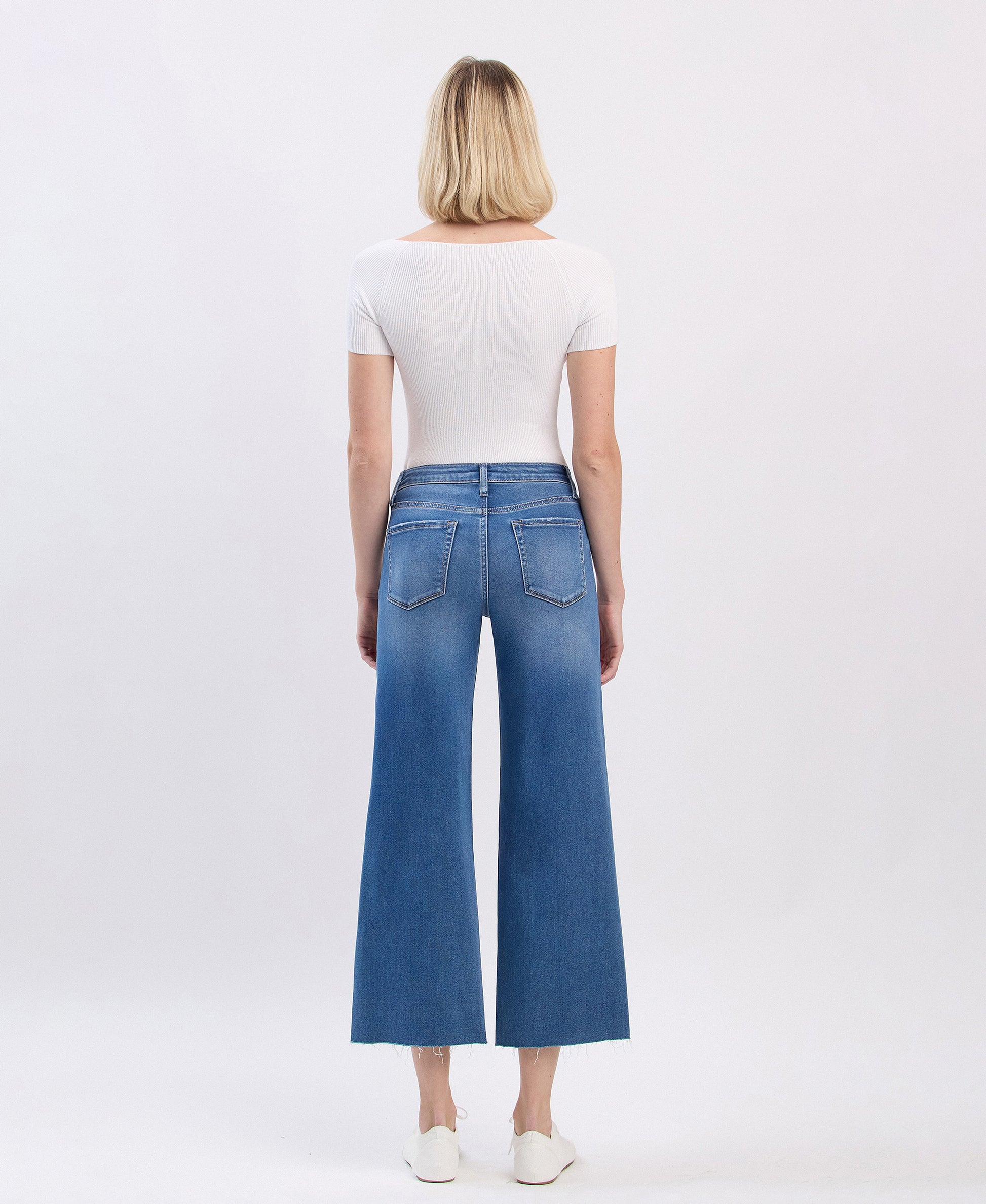 Back product images of Right - High Rise Raw Hem Crop Slim Wide Leg Jeans