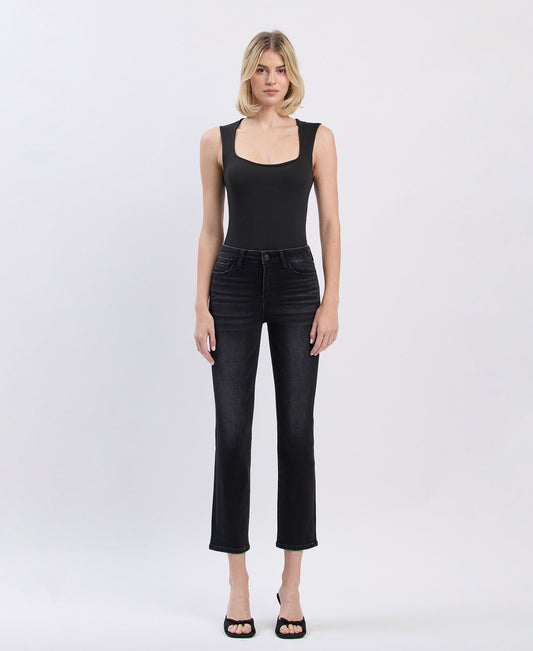 Front product images of Black - High Rise Ankle Slim Straight Jeans
