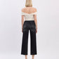 Back product images of Black - High Rise Clean Cut Hem Crop Slim Wide Leg Jeans