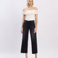Front product images of Black - High Rise Clean Cut Hem Crop Slim Wide Leg Jeans
