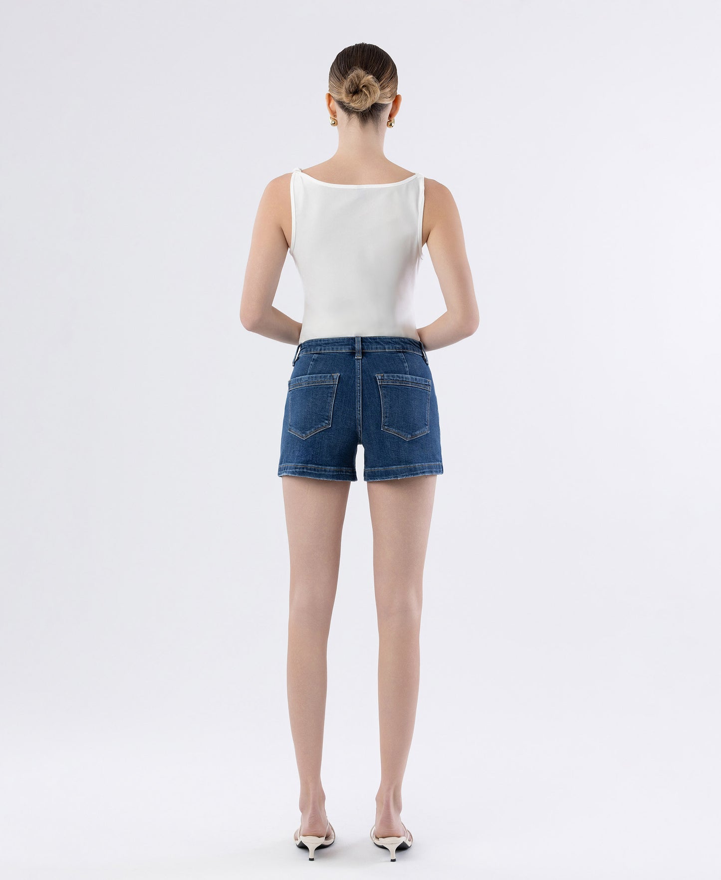 Back product images of Sugar - High Rise Trouser Hem Utility Denim Shorts