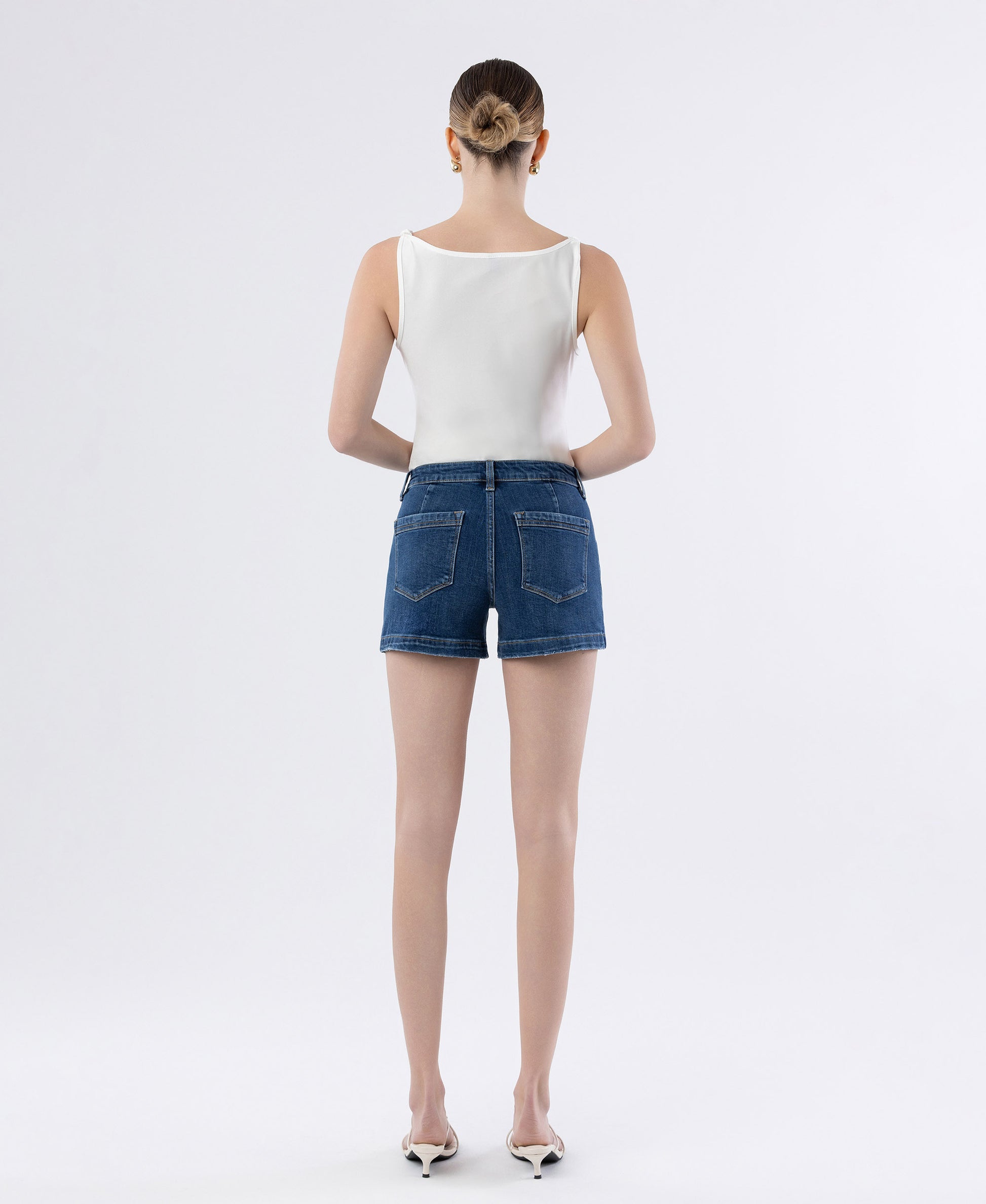 Back product images of Sugar - High Rise Trouser Hem Utility Denim Shorts