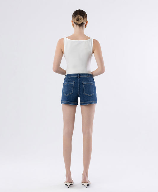 Back product images of Sugar - High Rise Trouser Hem Utility Denim Shorts