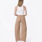 Back product images of Warm Taupe - High Rise Elastic WB Drawstring Wide Barrel Jeans