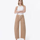 Front product images of Warm Taupe - High Rise Elastic WB Drawstring Wide Barrel Jeans