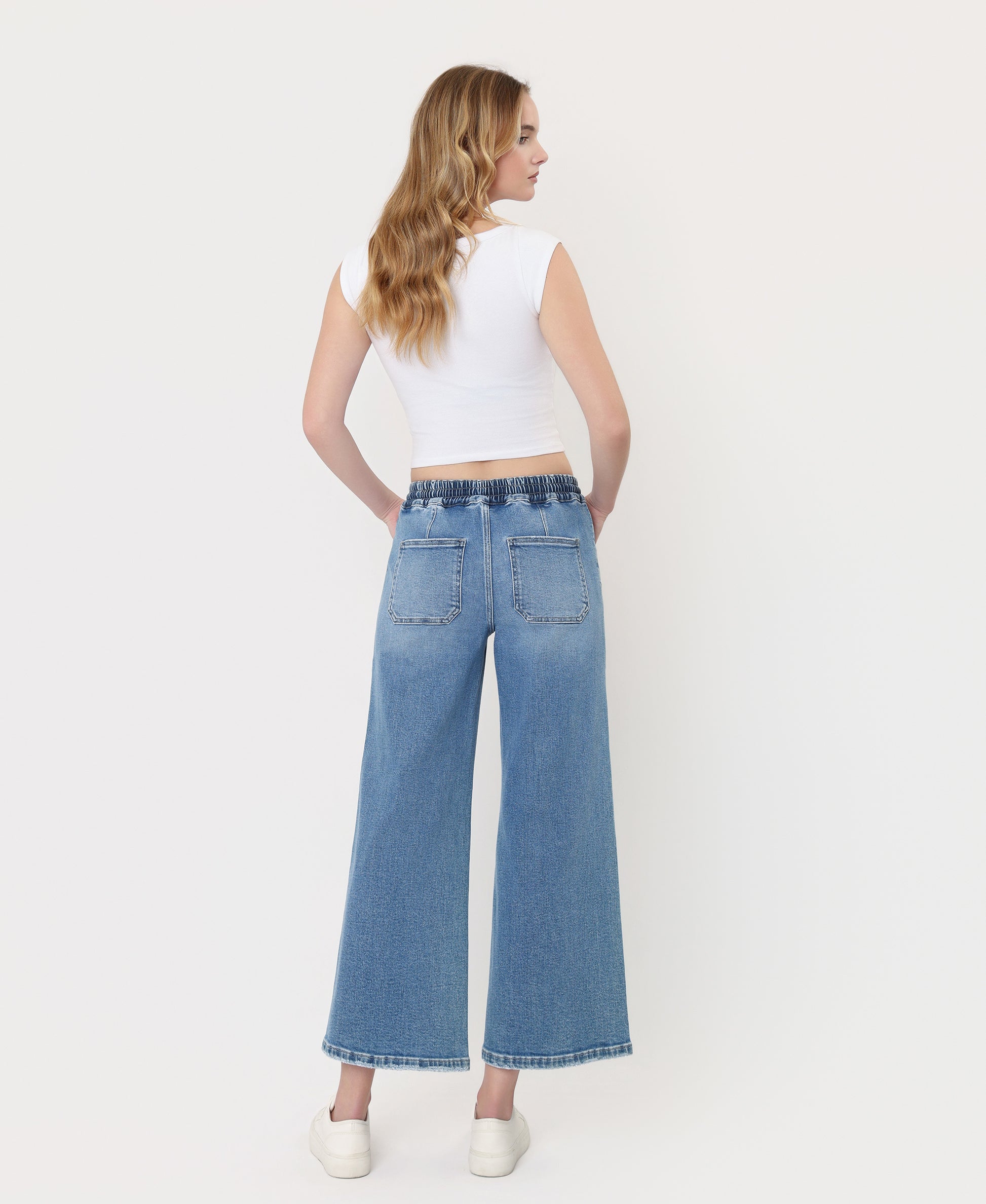 Back product images of Reassure - High Rise Drawstring Wide Leg Jeans