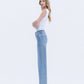Left side product images of Hearten - High Rise Full Length Wide Leg Jeans
