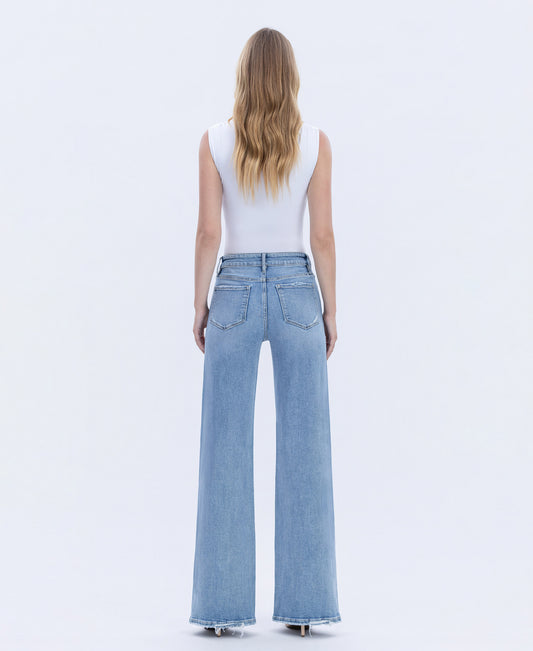 Back product images of Hearten - High Rise Full Length Wide Leg Jeans