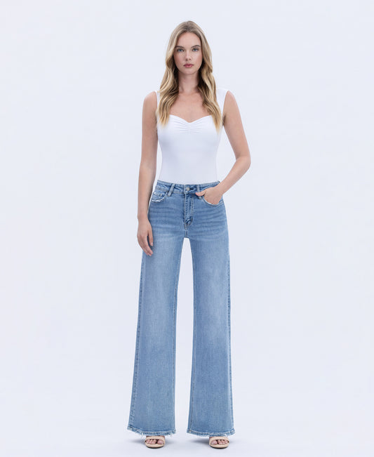 Front product images of Hearten - High Rise Full Length Wide Leg Jeans