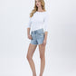 Left 45 degrees product image of Prowess - High Rise Distressed Studded Denim Shorts