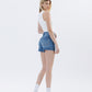 Back product images of Successes - High Rise Raw Hem Denim Shorts