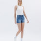 Right 45 degrees product image of Successes - High Rise Raw Hem Denim Shorts