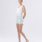 Left 45 degrees product image of Attractively - High Rise Patch Pocket Denim Shorts