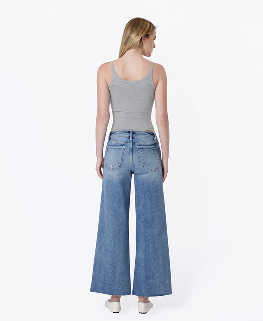 Back product images of Matchless - High Rise Raw Hem Ankle Wide Leg Jeans