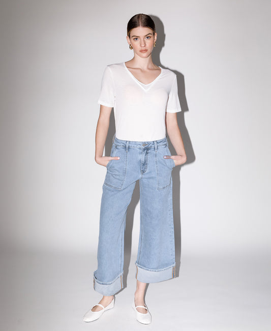 editorial image of Terrific - Super High Rise Cuffed Baggy Wide Leg Jeans