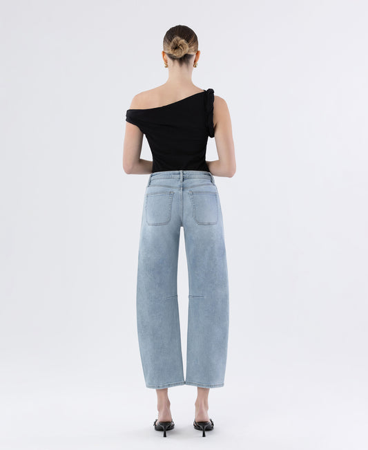 Back product images of Superb - High Rise Patch Pocket Wide Barrel Jeans