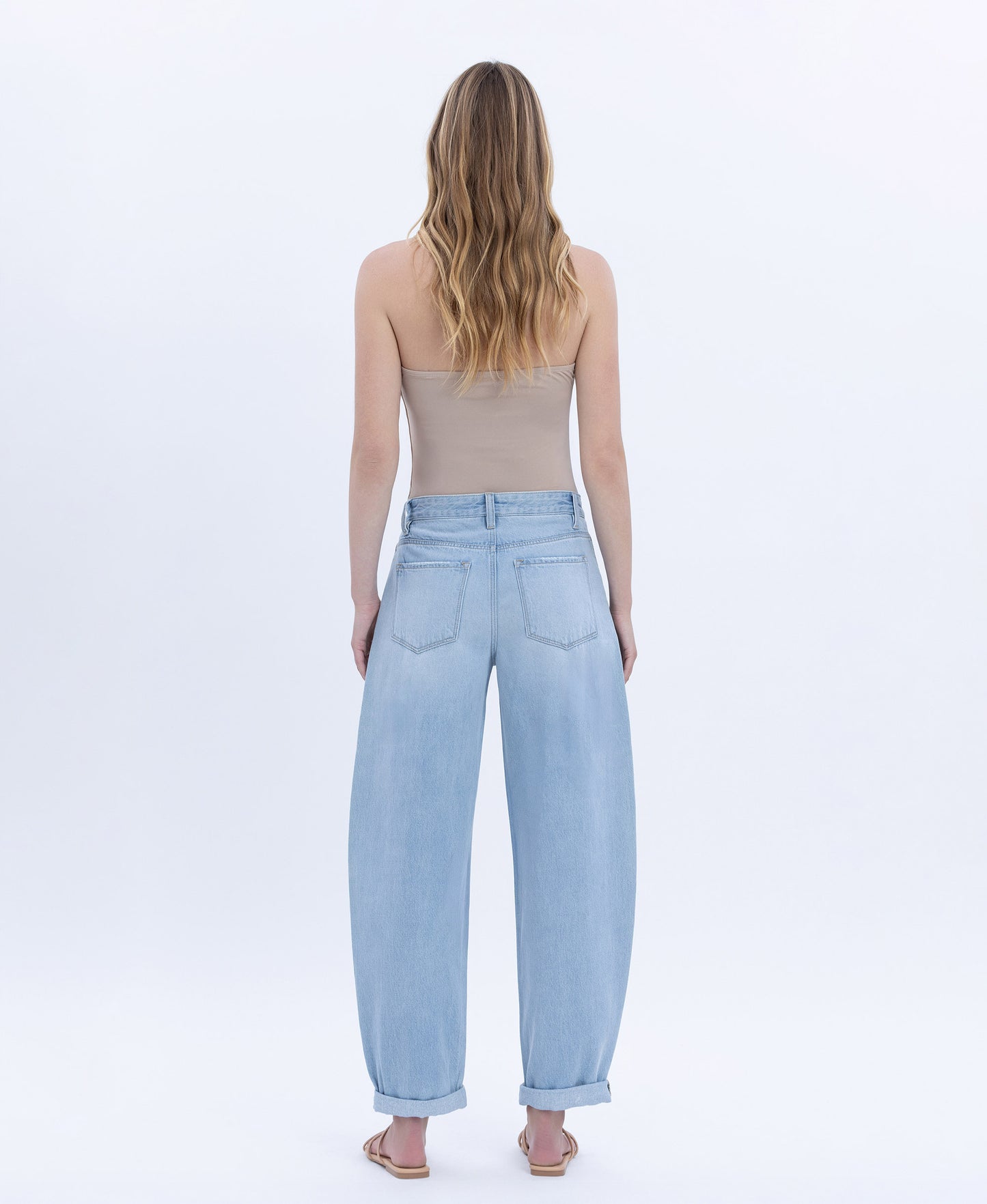 Back product images of Plur - Super High Rise Cuffed Ankle Barrel Jeans