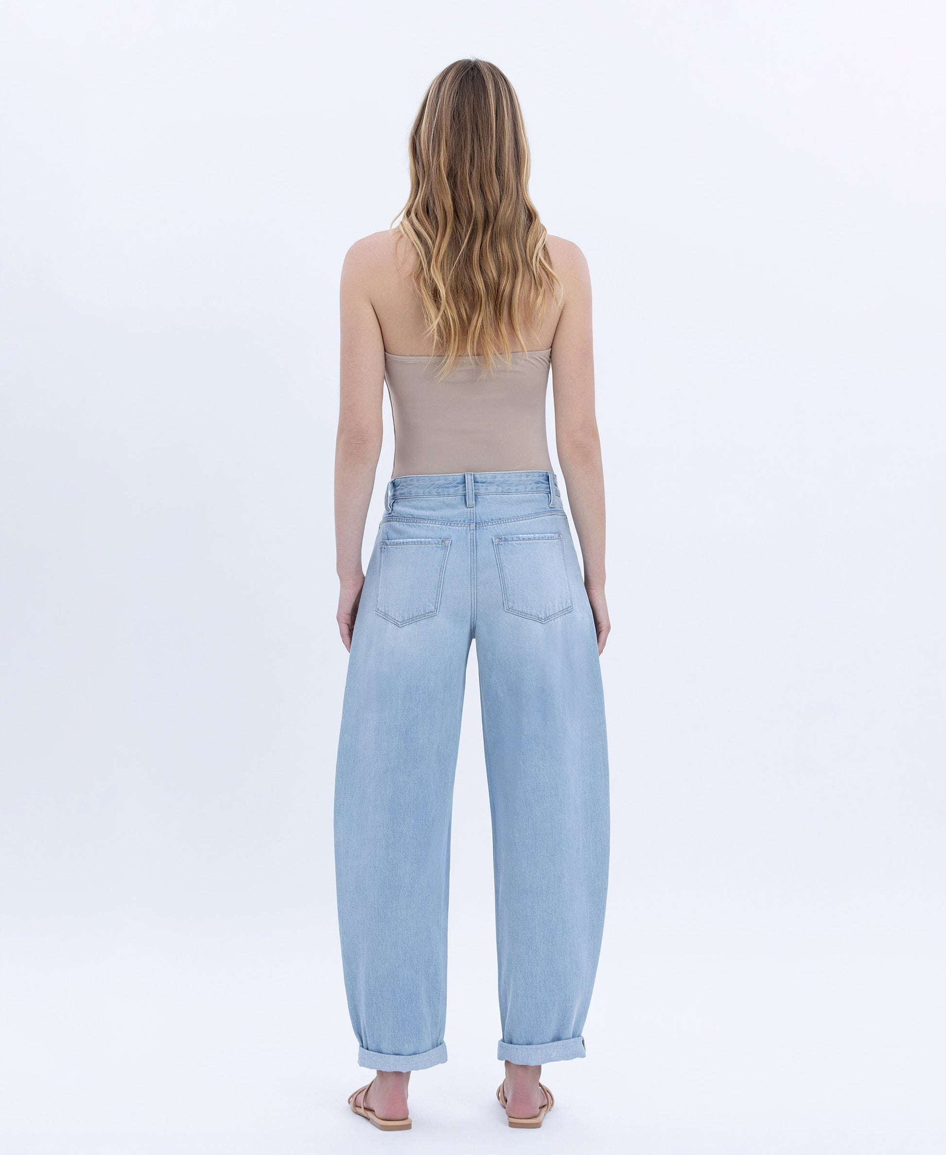 Back product images of Plur - Super High Rise Cuffed Ankle Barrel Jeans